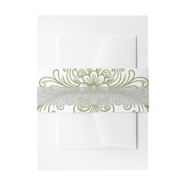Cintas Para Invitaciones Boda de Olive Green French Flourige (Anverso Ejemplo)