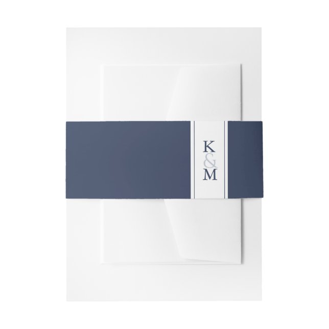 Cintas Para Invitaciones Boda de onda azul Wht/Navy ID836 (Anverso Ejemplo)