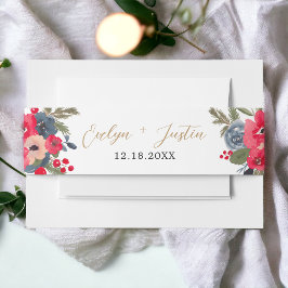 Cintas Para Invitaciones Boda de oro de invierno rústico Floral Watercolor