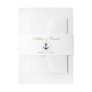 Cintas Para Invitaciones Boda de oro del Ancla Azul Náutico