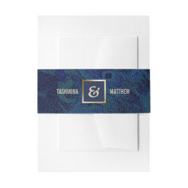 Cintas Para Invitaciones Boda de oro del patrón de resumen azul de la marin