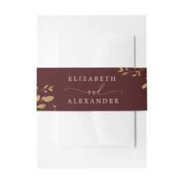Cintas Para Invitaciones Boda de oro floral de Borgoña