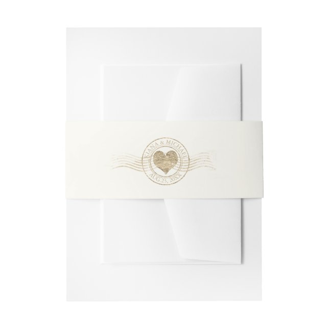 Cintas Para Invitaciones Boda de oro francés Romance Heart Gold ID870 (Anverso Ejemplo)