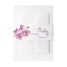 Cintas Para Invitaciones Boda de orquídeas moradas de color de agua pintada