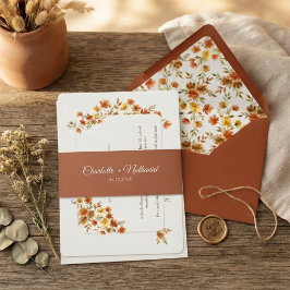 Cintas Para Invitaciones Boda de Otoño Bohemio con Flores Silvestres de Ter