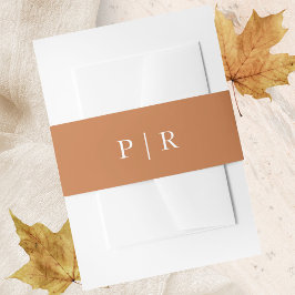 Cintas Para Invitaciones Boda de Otoño con Monograma Moderno Terracota