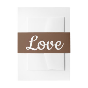 Cintas Para Invitaciones Boda de Otoño Minimalista con Amor Marrón Bridal S