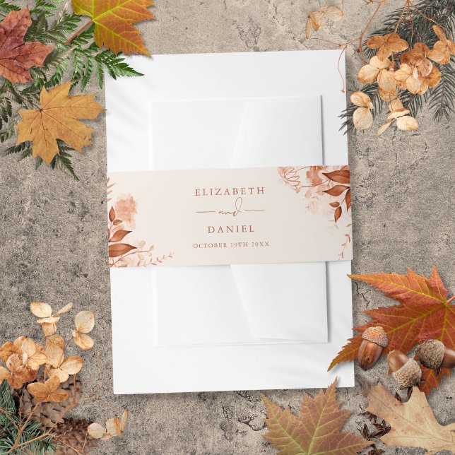 Cintas Para Invitaciones Boda de otoño rústica floral (Rustic Floral Autumn Fall Wedding Invitation Belly Band)