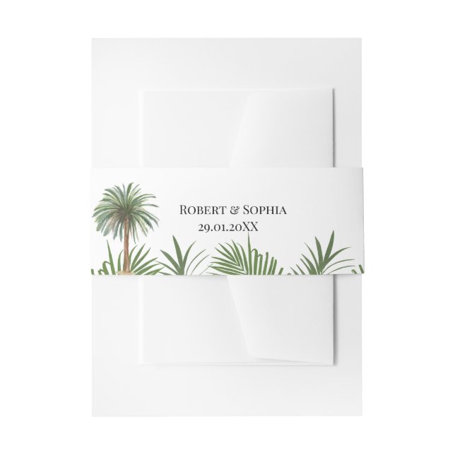 Cintas Para Invitaciones Boda de Palma con Acuarela Moderna  (Anverso Ejemplo)