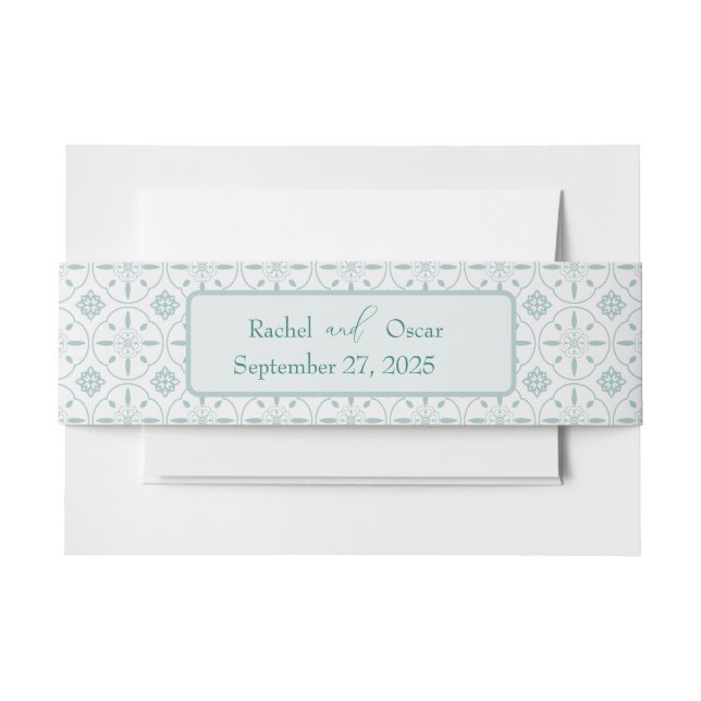 Cintas Para Invitaciones Boda de patrón azul Pastel (Anverso Ejemplo)