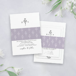 Cintas Para Invitaciones Boda de patrón floral mínimo de Lilac agitado simp