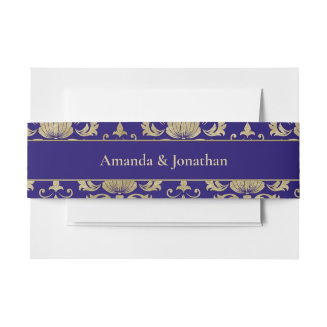 Cintas Para Invitaciones Boda de patrón violeta violeta morado y dorado (Anverso Ejemplo)