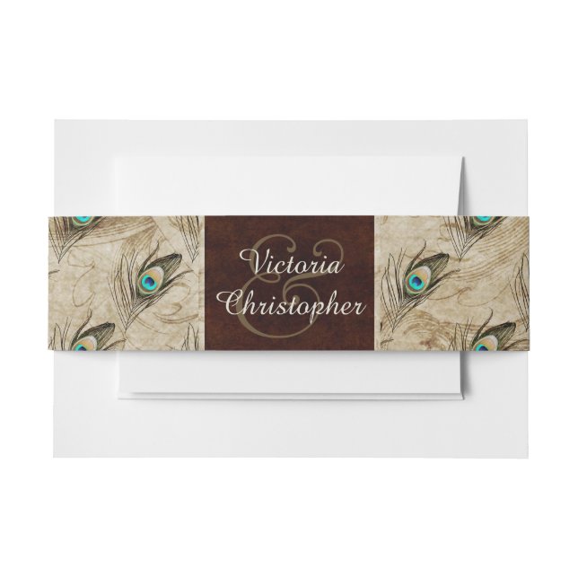 Cintas Para Invitaciones Boda de pavo real (Anverso Ejemplo)