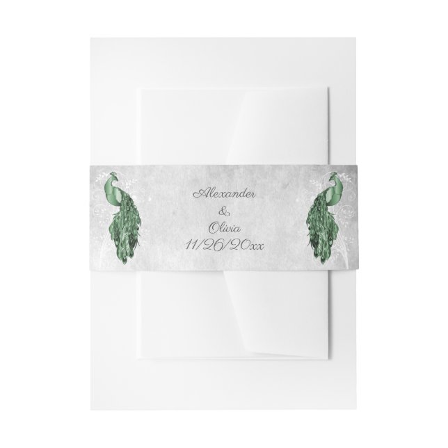 Cintas Para Invitaciones Boda de pavo real verde esmeralda (Anverso Ejemplo)