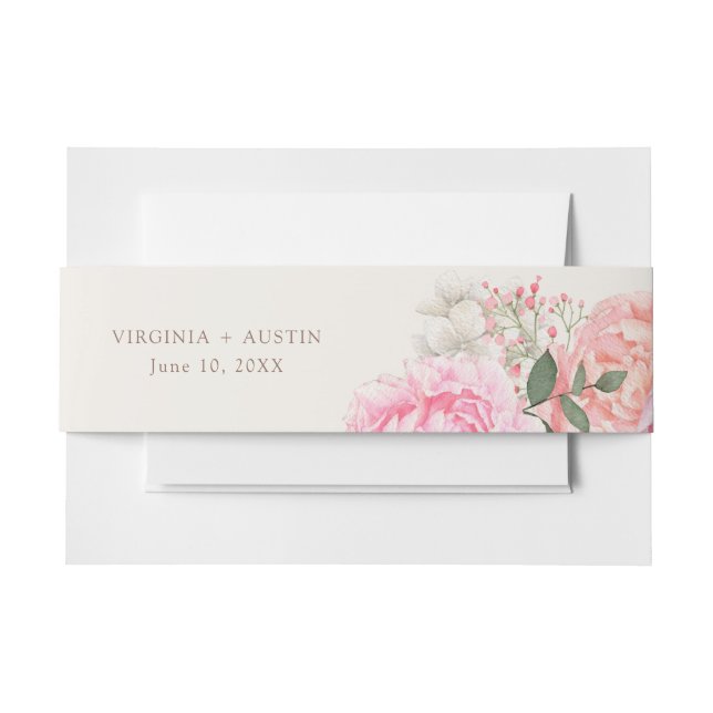 Cintas Para Invitaciones Boda de Peonía (Anverso Ejemplo)