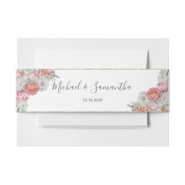 Cintas Para Invitaciones Boda de Peonía Rosa y Blanca