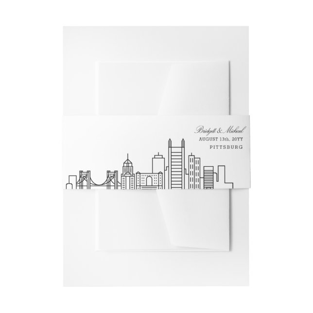 Cintas Para Invitaciones Boda de Pittsburg Skyline | (Anverso Ejemplo)
