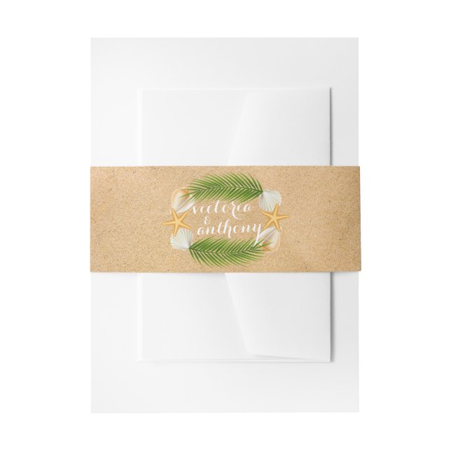 Cintas Para Invitaciones Boda de playa de arena fina tropical (Anverso Ejemplo)