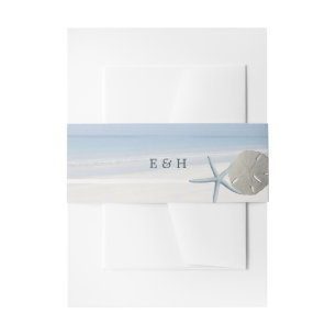 Cintas Para Invitaciones Boda de playa de Sand Dollar y Starfish