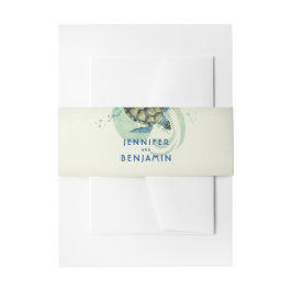 Cintas Para Invitaciones Boda de playa de tortugas de mar verde azuladas y 