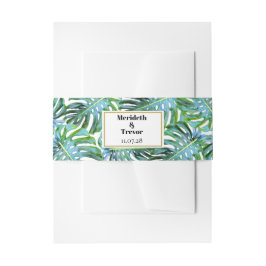 Cintas Para Invitaciones Boda de playa moderna de hojas tropicales