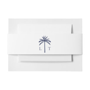 Cintas Para Invitaciones Boda de Playa Monograma Palm Tree Tropical