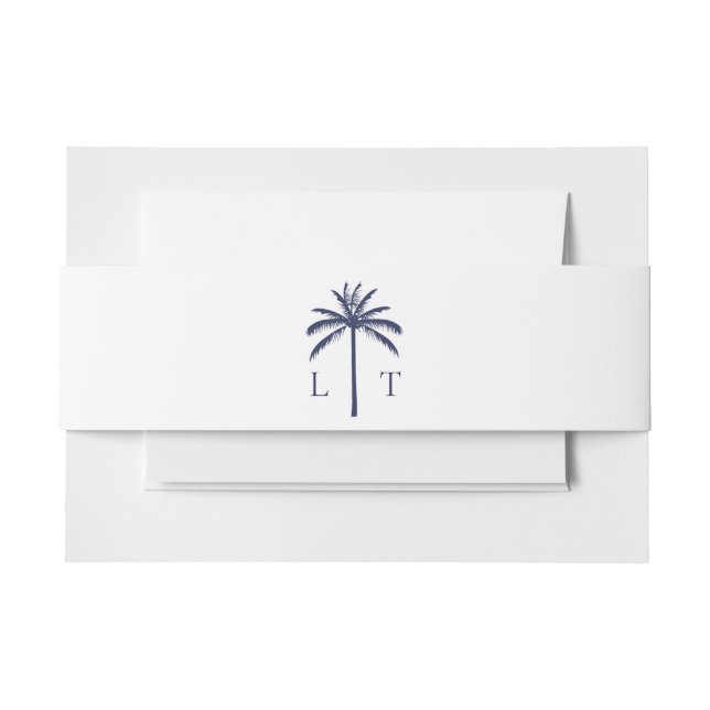 Cintas Para Invitaciones Boda de Playa Monograma Palm Tree Tropical (Anverso Ejemplo)