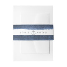 Boda de playa náutica con rayas de acuarela en azu