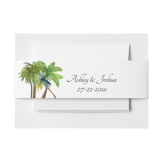 Cintas Para Invitaciones Boda de Playa Palm Tree (Anverso Ejemplo)