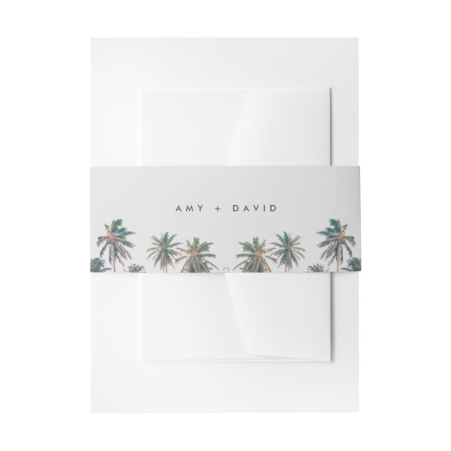 Cintas Para Invitaciones Boda de Playa Tropical Palm Tree (Anverso Ejemplo)