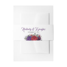 Cintas Para Invitaciones Boda de Plum Purple y Burgundy Red Florals