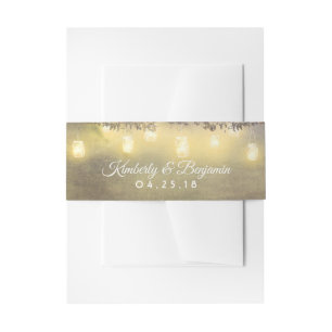 Cintas Para Invitaciones Boda de Ramas de Árbol y Luces de Mason Jar