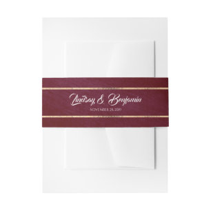 Cintas Para Invitaciones Boda de rayas rojas y doradas de Borgoña