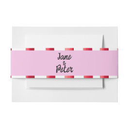Cintas Para Invitaciones Boda de rayas rosadas y rojas 
