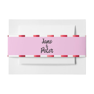 Cintas Para Invitaciones Boda de rayas rosadas y rojas