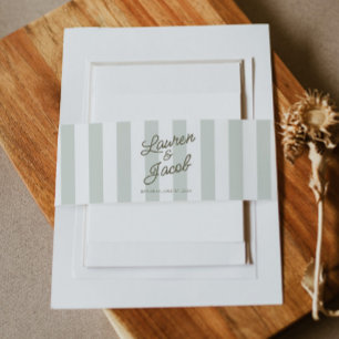 Cintas Para Invitaciones Boda de rayas verdes salvia minimalista moderna