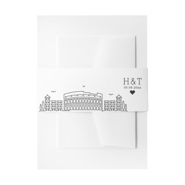 Cintas Para Invitaciones Boda de Roma Italia | Monograma estilizado de líne (Anverso Ejemplo)