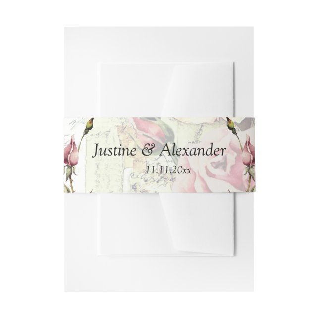 Cintas Para Invitaciones Boda de Rosa de época (Anverso Ejemplo)