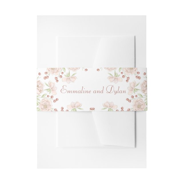Cintas Para Invitaciones Boda de Rosa Rosa Rubor (Anverso Ejemplo)