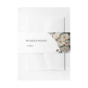 Cintas Para Invitaciones Boda de rosas 3D en blanco marfil