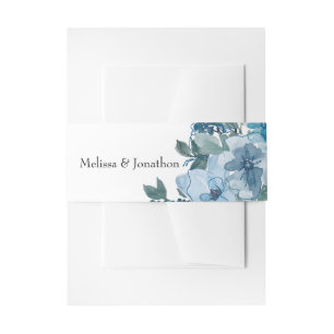 Cintas Para Invitaciones Boda de rosas acuarela azul pastel moderno