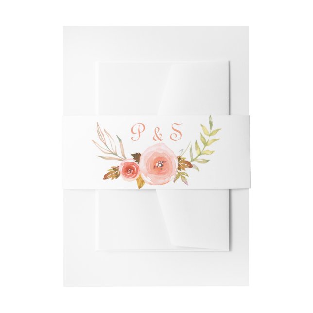 Cintas Para Invitaciones Boda de Rosas de acuarela (Anverso Ejemplo)