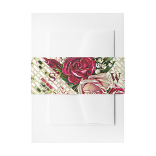 Cintas Para Invitaciones Boda de Rosas de marrones florales de Borgoña