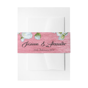 Cintas Para Invitaciones Boda de rosas metálicas y blancas