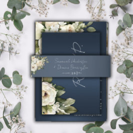 Cintas Para Invitaciones Boda de Rosas Rustic Dusty Blue y Boho