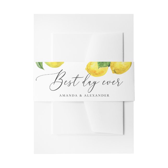 Cintas Para Invitaciones Boda de Rustic Lemon Grove | Citrus acuarela (Anverso Ejemplo)