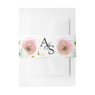 Cintas Para Invitaciones boda de salpicaduras de oro de rosas blancas y Rub
