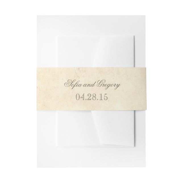 Cintas Para Invitaciones Boda de Shabby, periódico viejo y ruso (Anverso Ejemplo)