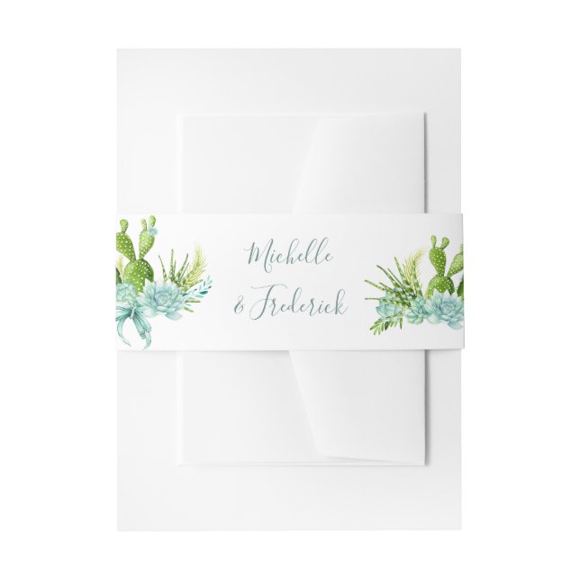 Cintas Para Invitaciones Boda de suculentos de cactus de desierto acuarela (Anverso Ejemplo)