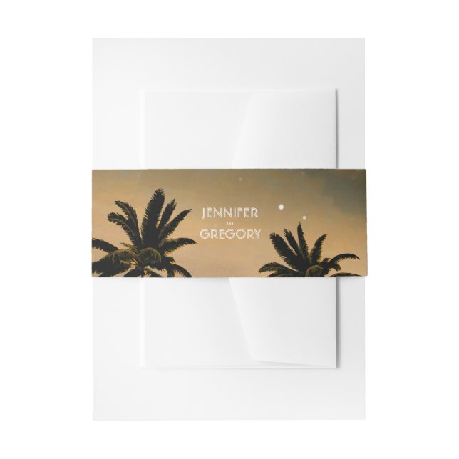 Cintas Para Invitaciones Boda de Sunset Beach Palms (Anverso Ejemplo)